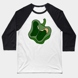 Green Bell Pepper Half Slice Baseball T-Shirt